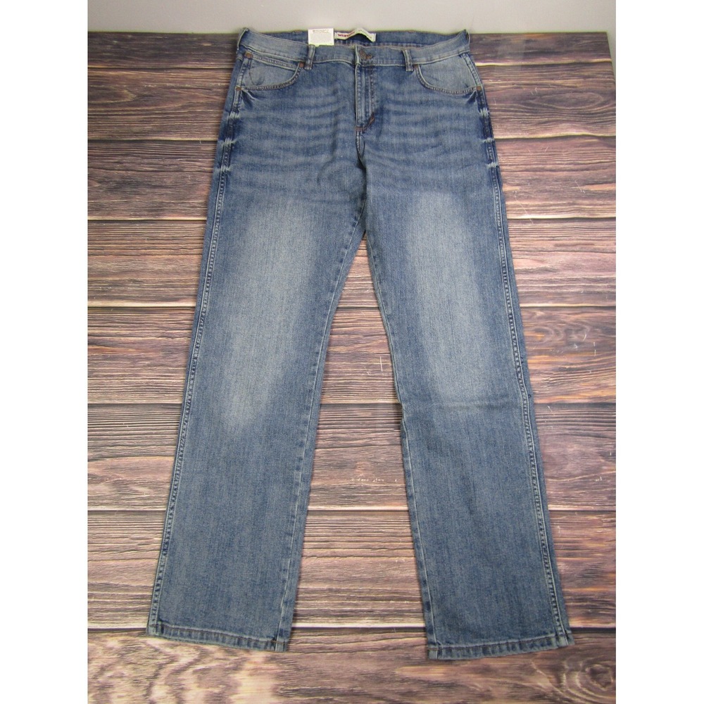 Wrangler Mens Slim Straight Flex For Comfort Jeans Blue Denim 34x34 MGT88WF